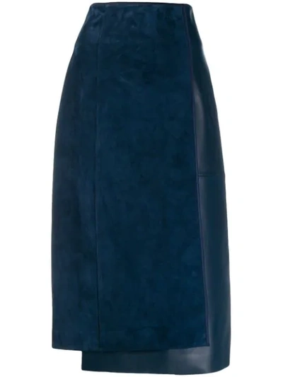 Fendi Asymmetric Wrap Style Skirt In Blue