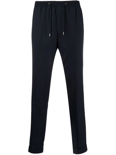 Paul Smith Dart-detail Check-pattern Drawstring Trousers In Blue