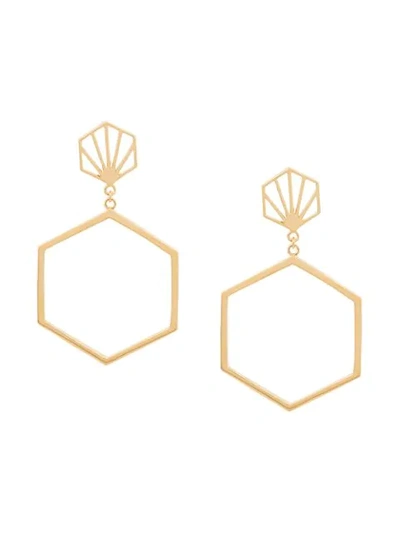 Rachel Jackson Hexagonal Drop Earrings In Gold