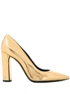Casadei Metallic Pointed Toe Pumps In Gold