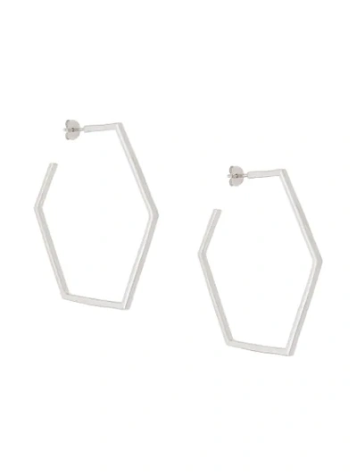Rachel Jackson Hexagonal Hoop Earrings In Silver