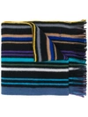 Paul Smith Striped Knit Scarf In Black