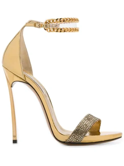 Casadei Metallic Heeled Sandals In Gold