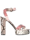 Casadei Snakeskin Heeled Sandals In Grey