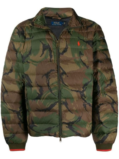 Polo Ralph Lauren Camouflage Print Padded Jacket In Green