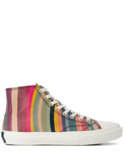 Paul Smith Striped Hi-top Trainers In Grey