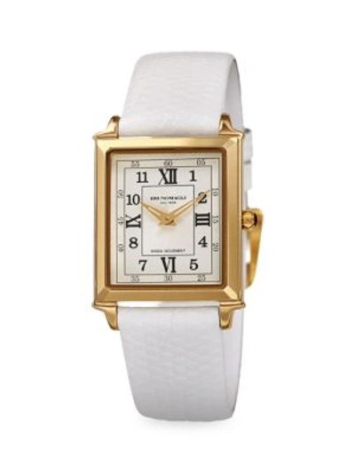 Bruno Magli Goldtone Stainless Steel & Leather-strap Watch In White