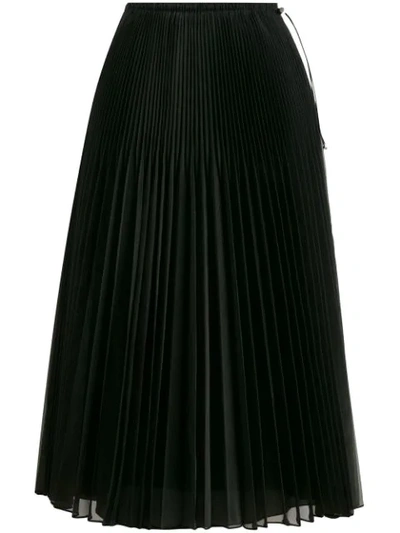 Fendi Pleated Organza Skirt In Black