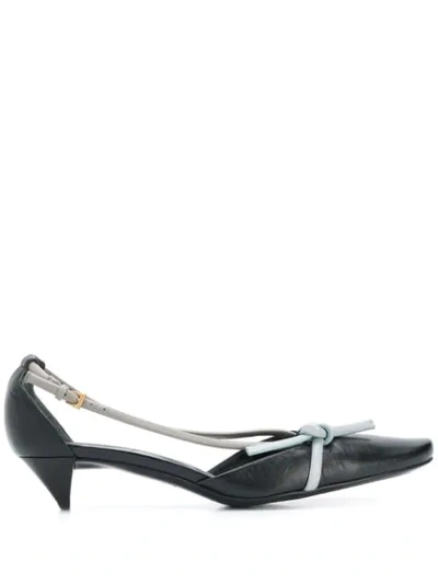 Pre-owned Prada 1990s Tie Detail Pumps In Black