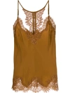 Gold Hawk Lace Trim Slip Top In Brown