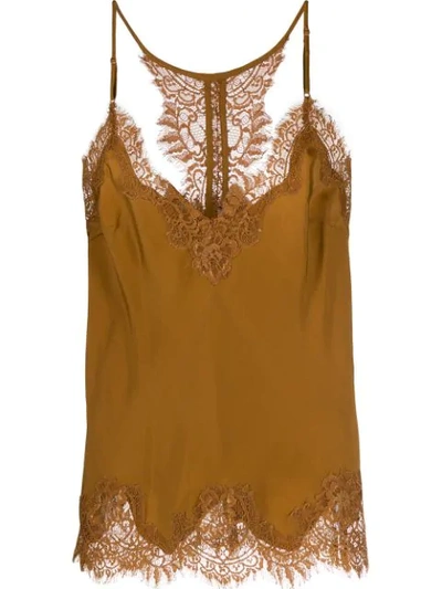 Gold Hawk Lace Trim Slip Top In Brown