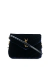 Saint Laurent Loulou Velvet Shoulder Bag In Blue