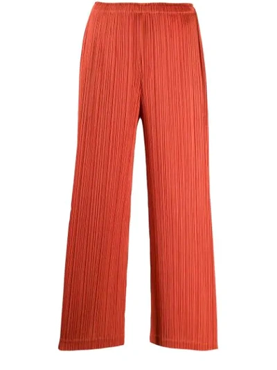 Issey Miyake Cropped-length Pleated Trousers In Orange