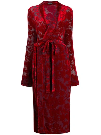 Ann Demeulemeester Floral Jacquard Wrap Dress In Red