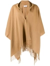 Snobby Sheep Hooded Woven Cape In Neutrals