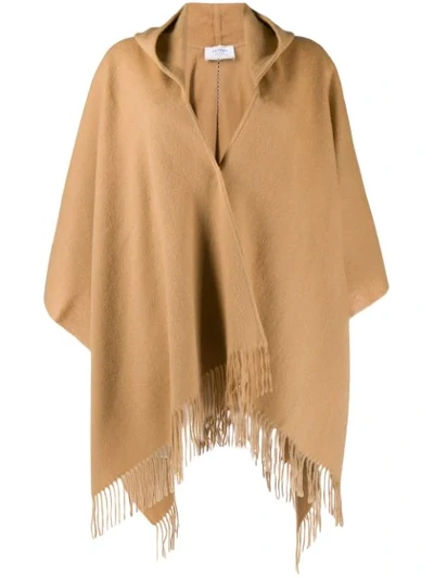 Snobby Sheep Hooded Woven Cape In Neutrals