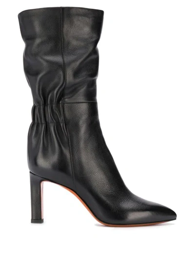 Santoni Mid-calf Gathered Boots In Black