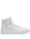 Prada Embossed Logo Hi-top Sneakers In White