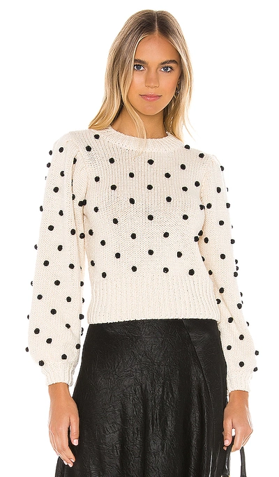 Astr Aidy Pompom Dot Sweater In Cream Black Dot