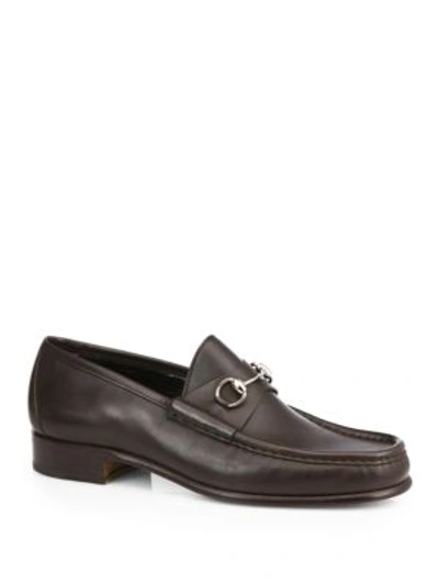 Gucci Horsebit Leather Loafer In Dark Brown