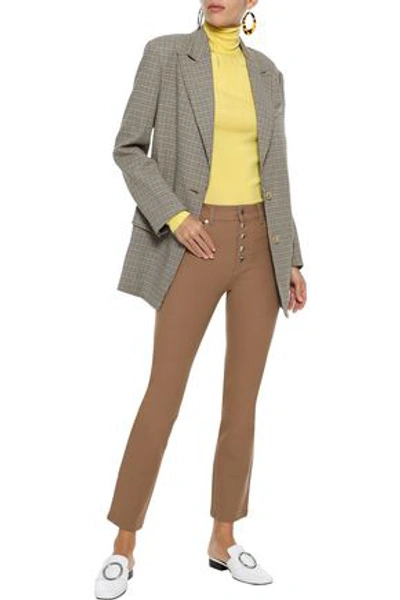Joseph Den Cropped Leather Straight-leg Pants In Camel