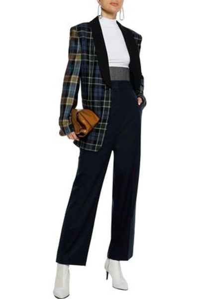 Joseph Haim Stretch-wool Flannel Straight-leg Pants In Navy