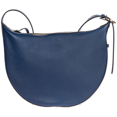 Ferragamo Women's Leather Shoulder Bag Studio In Blue