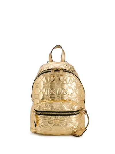 Moschino Teddy Quilted Backpack In Gold