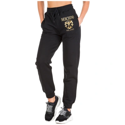 Moschino Women's Sport Tracksuit Trousers  Roman Double Question Mark In Black