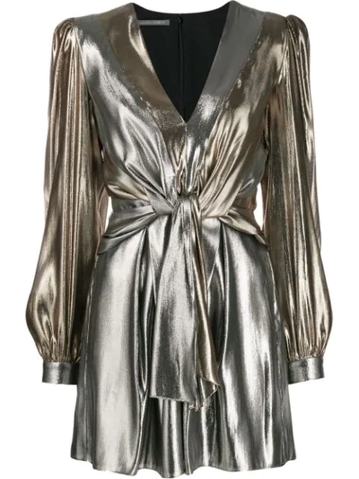 Alberta Ferretti Knot Detail Dress In Silver