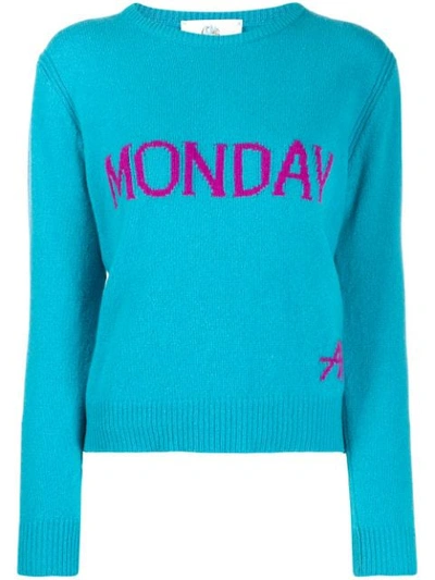 Alberta Ferretti Women's Jumper Sweater Crew Neck Round Rainbow Week Monday In Blue