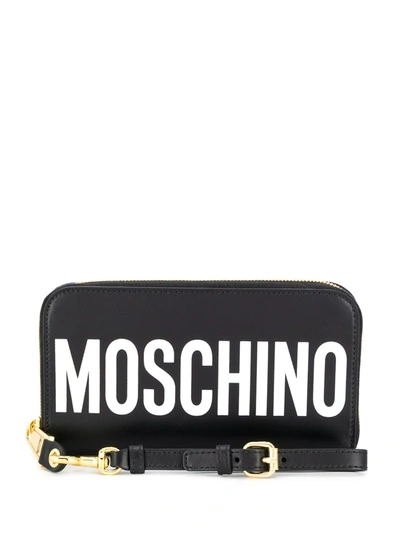 Moschino Long Wallet With Maxi Logo - Atterley In Black
