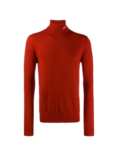 Msgm Men's Polo Neck Turtleneck Jumper Sweater In Red
