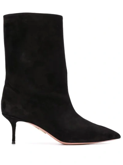 Aquazzura Very Boogie 60 Slouched Suede Boots In Black