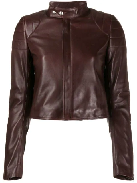 Bottega Veneta Concealed Leather Jacket In Brown | ModeSens