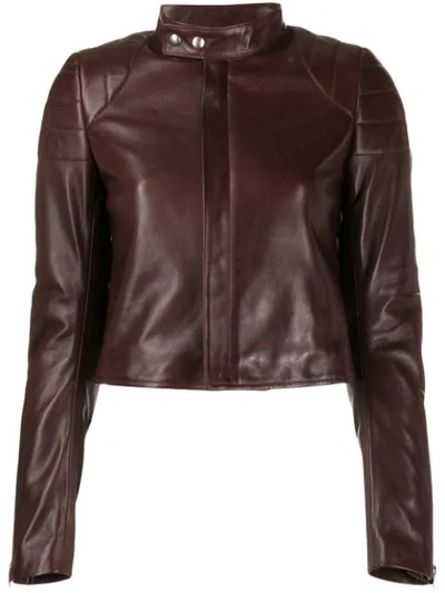 Bottega Veneta Concealed Leather Jacket In Ox Blood