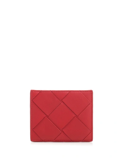 Bottega Veneta Woven Cardholder In Red