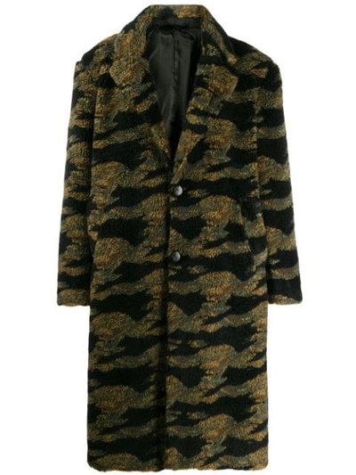 Buscemi Camouflage Teddy Bear Coat In Green/black