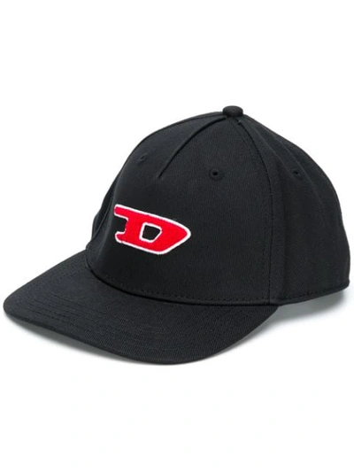 Diesel Black Cap With Sponge Effect Logo
