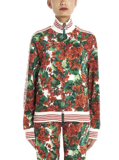 Dolce & Gabbana Floral Print Side Logo Band Bomber Jacket In Multi
