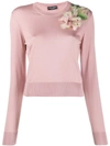 Dolce & Gabbana Floral Embroidered Sweater In Pink