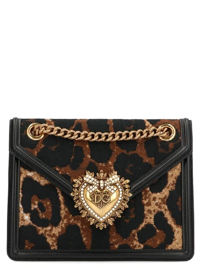 Dolce & Gabbana Logo Heart Embellished Shoulder Bag In Multi