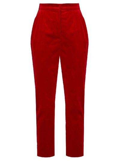 Dolce & Gabbana High-rise Velvet Trousers In Red