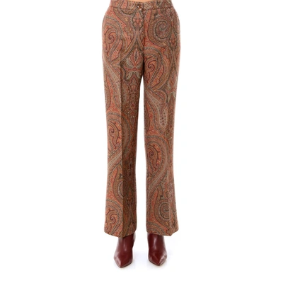 Etro Paisley Print Trousers In Rosso