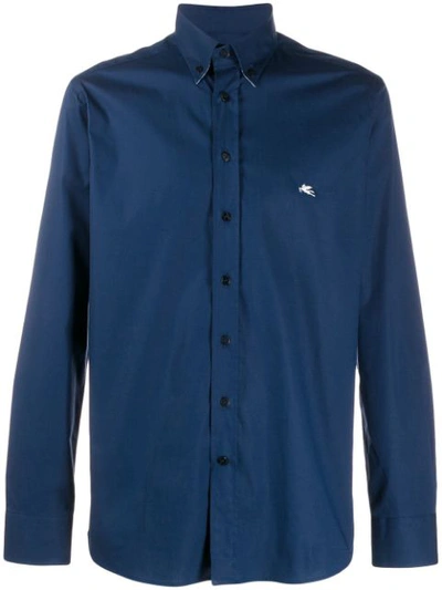 Etro Logo Embroidered Shirt In Blue