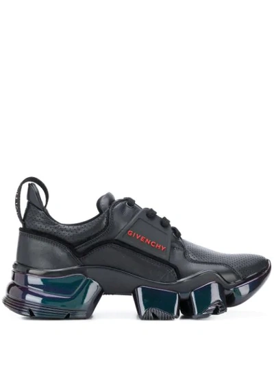 Givenchy Jaw Raised-sole Iridescent-leather Trainers In Black