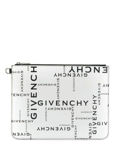 Givenchy All Over Logo Clutch In Black