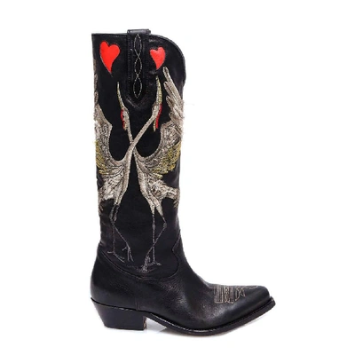 Golden Goose Deluxe Brand Embroidered Boots In Black