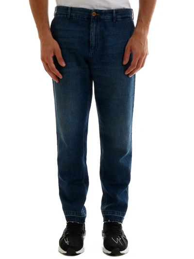 Gucci Classic Logo Embroidered Tapered Jeans In Blue