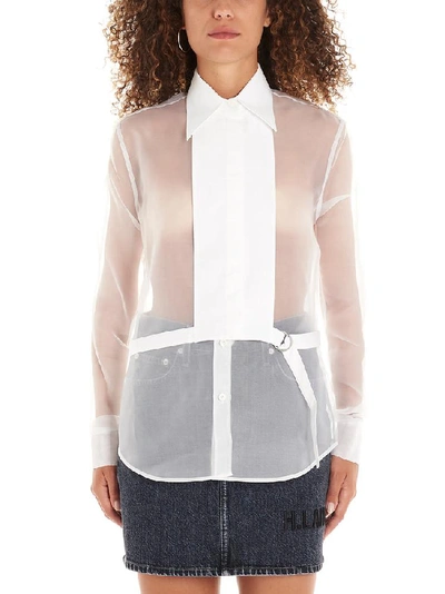 Helmut Lang Detachable Bib Sheer Detail Shirt In White